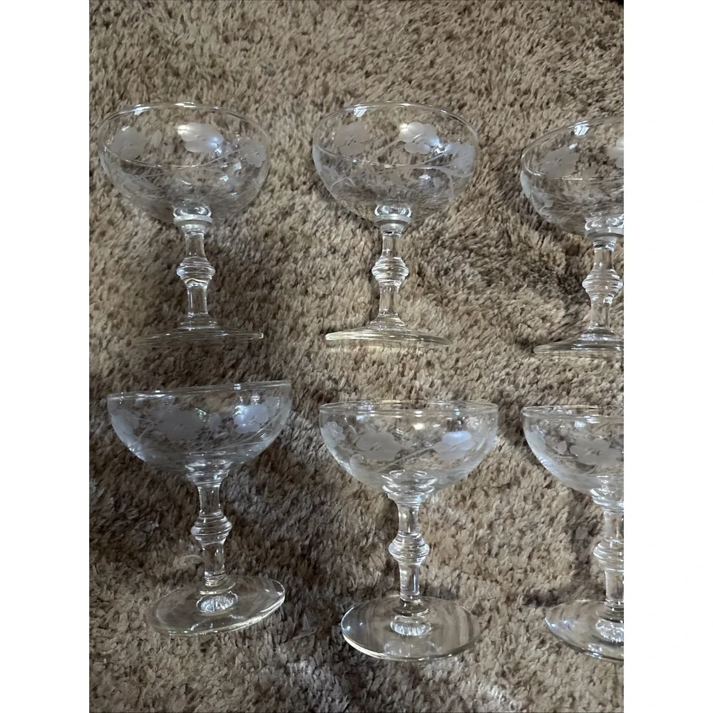Set Of 10 Vintage Princess House Footed Dessert Sherbet Glasses Heritage Etched